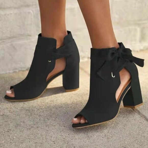 BRAND NEW JUSTFAB KARINE PEEP-TOE BOW-TIE ANKLE BOOTIES G1 - Picture 15 of 15